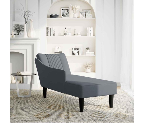 Chaise longue con reposabrazos derecho terciopelo gris claro