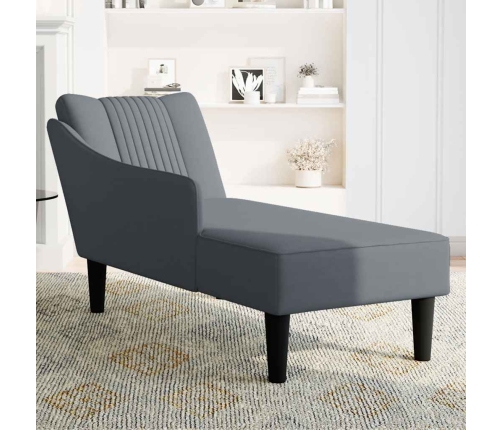 Chaise longue con reposabrazos derecho terciopelo gris claro