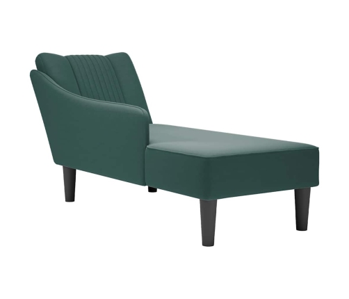 Chaise longue con reposabrazos derecho terciopelo oscuro