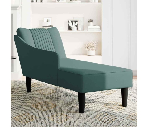 Chaise longue con reposabrazos derecho terciopelo oscuro