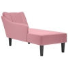 Chaise longue con reposabrazos derecho terciopelo rosa