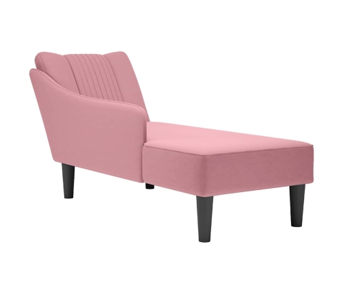 Chaise longue con reposabrazos derecho terciopelo rosa