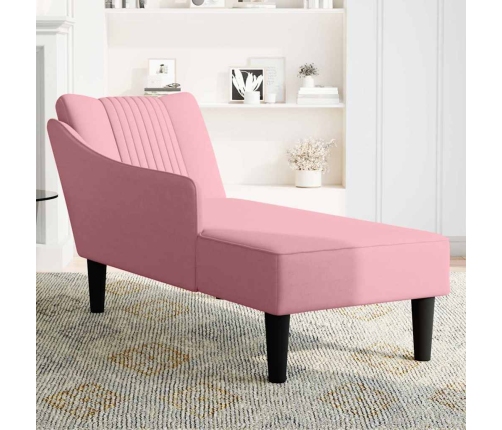 Chaise longue con reposabrazos derecho terciopelo rosa