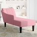 Chaise longue con reposabrazos derecho terciopelo rosa