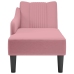 Chaise longue con reposabrazos derecho terciopelo rosa