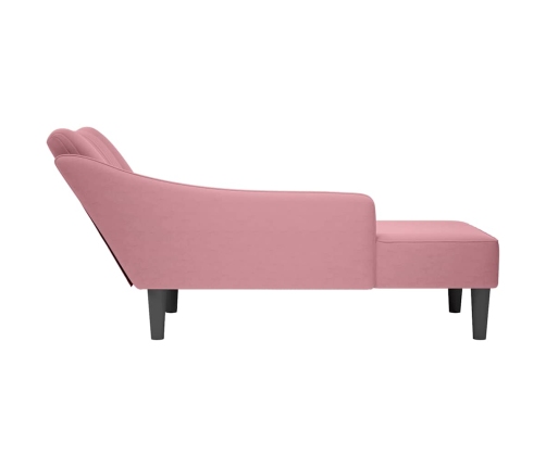 Chaise longue con reposabrazos derecho terciopelo rosa