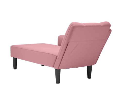 Chaise longue con reposabrazos derecho terciopelo rosa