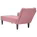 Chaise longue con reposabrazos derecho terciopelo rosa