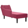 Chaise longue con reposabrazos derecho terciopelo rojo vino