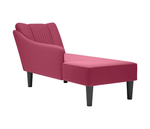 Chaise longue con reposabrazos derecho terciopelo rojo vino