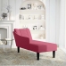 Chaise longue con reposabrazos derecho terciopelo rojo vino