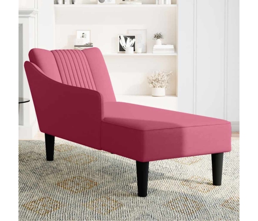 Chaise longue con reposabrazos derecho terciopelo rojo vino