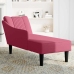 Chaise longue con reposabrazos derecho terciopelo rojo vino