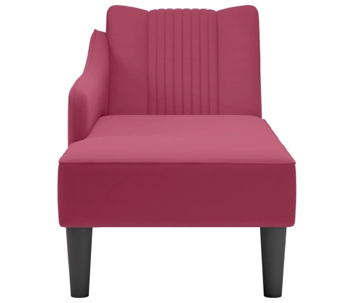 Chaise longue con reposabrazos derecho terciopelo rojo vino