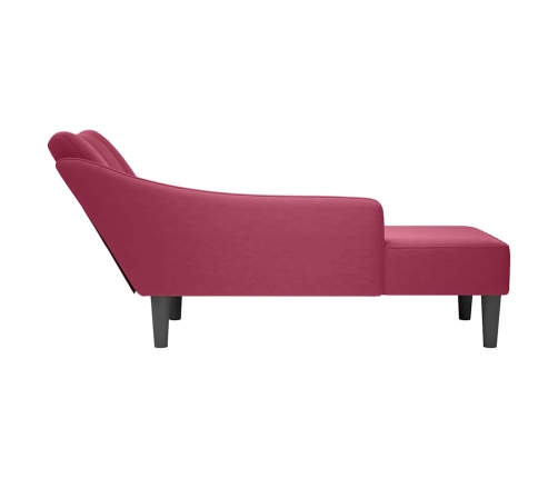 Chaise longue con reposabrazos derecho terciopelo rojo vino