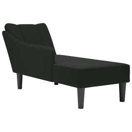 Chaise longue con reposabrazos derecho terciopelo negro