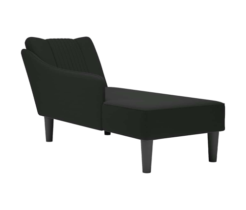 Chaise longue con reposabrazos derecho terciopelo negro