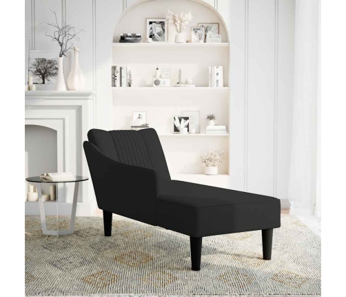 Chaise longue con reposabrazos derecho terciopelo negro