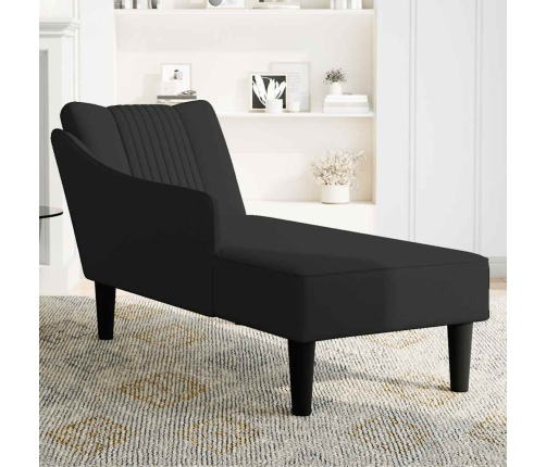 Chaise longue con reposabrazos derecho terciopelo negro