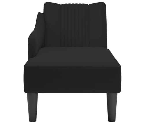 Chaise longue con reposabrazos derecho terciopelo negro