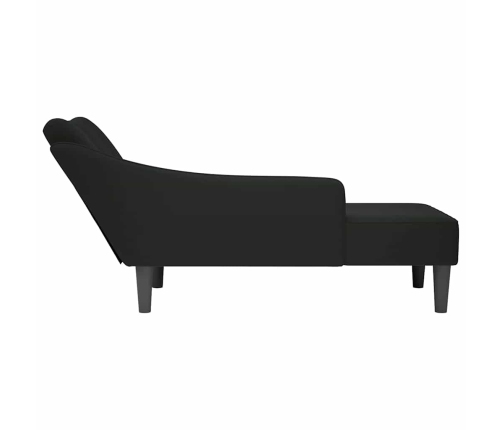 Chaise longue con reposabrazos derecho terciopelo negro