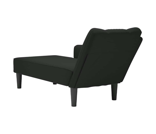 Chaise longue con reposabrazos derecho terciopelo negro