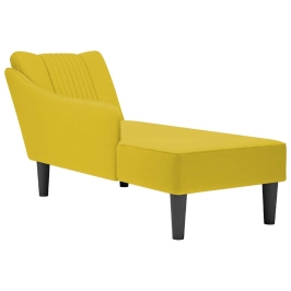 Chaise longue con reposabrazos derecho terciopelo amarillo