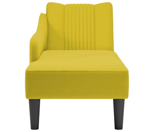 Chaise longue con reposabrazos derecho terciopelo amarillo