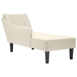 Chaise longue con reposabrazos derecho terciopelo crema