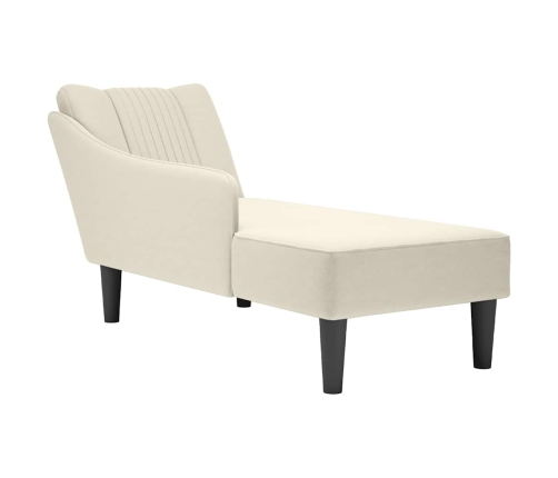 Chaise longue con reposabrazos derecho terciopelo crema