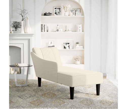 Chaise longue con reposabrazos derecho terciopelo crema