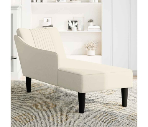 Chaise longue con reposabrazos derecho terciopelo crema