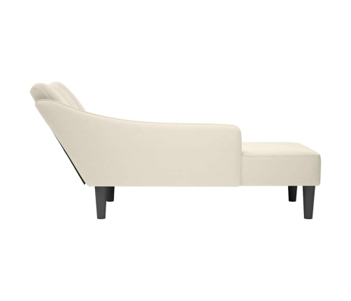 Chaise longue con reposabrazos derecho terciopelo crema