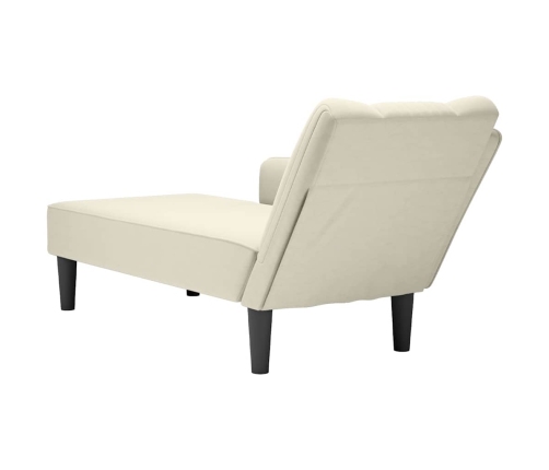 Chaise longue con reposabrazos derecho terciopelo crema