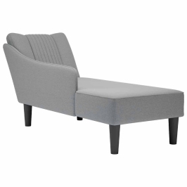 Chaise longue con reposabrazos derecho tela gris claro