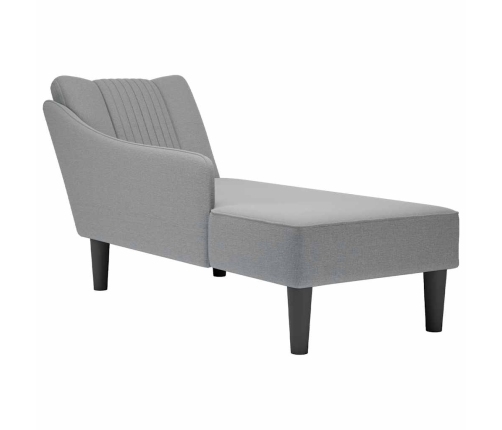 Chaise longue con reposabrazos derecho tela gris claro