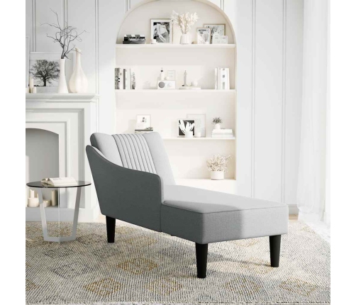 Chaise longue con reposabrazos derecho tela gris claro