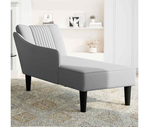 Chaise longue con reposabrazos derecho tela gris claro