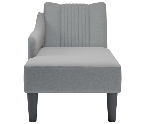 Chaise longue con reposabrazos derecho tela gris claro