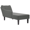 Chaise longue con reposabrazos derecho tela gris oscuro