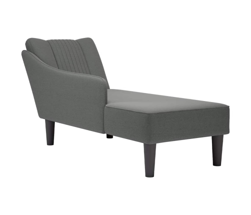 Chaise longue con reposabrazos derecho tela gris oscuro