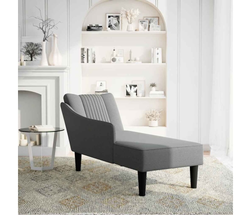 Chaise longue con reposabrazos derecho tela gris oscuro