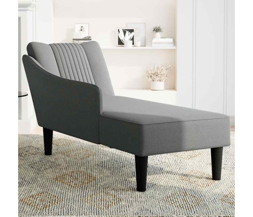 Chaise longue con reposabrazos derecho tela gris oscuro