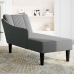 Chaise longue con reposabrazos derecho tela gris oscuro