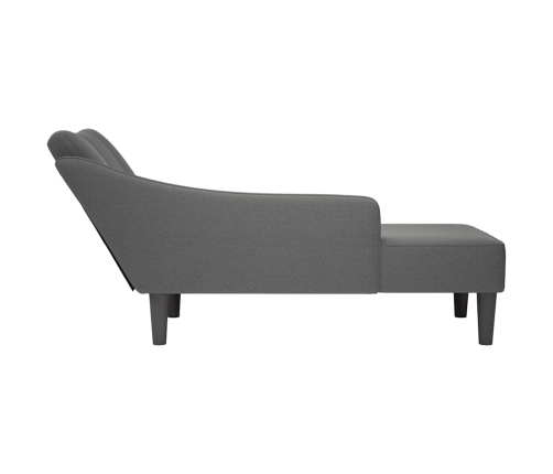 Chaise longue con reposabrazos derecho tela gris oscuro