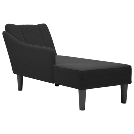 Chaise longue con reposabrazos derecho tela negra