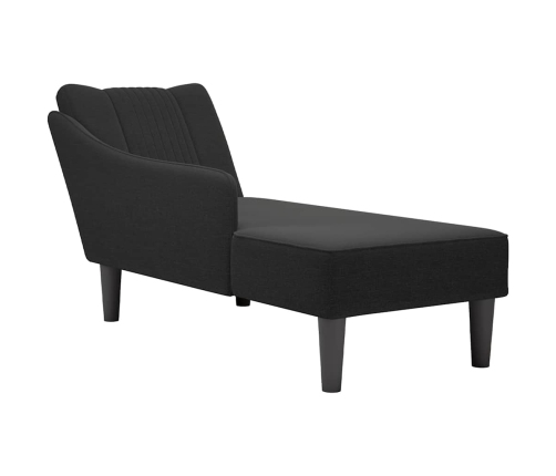 Chaise longue con reposabrazos derecho tela negra