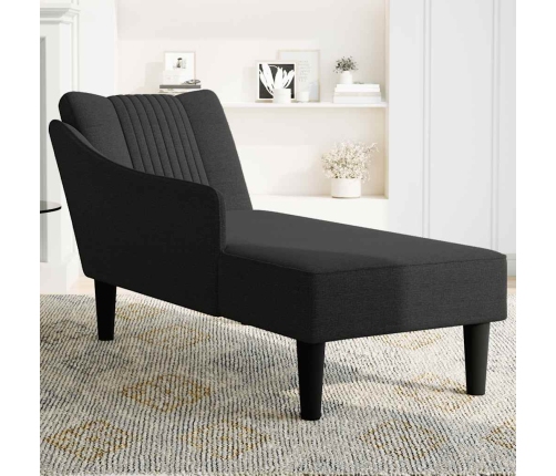 Chaise longue con reposabrazos derecho tela negra