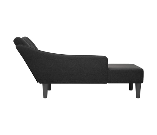 Chaise longue con reposabrazos derecho tela negra