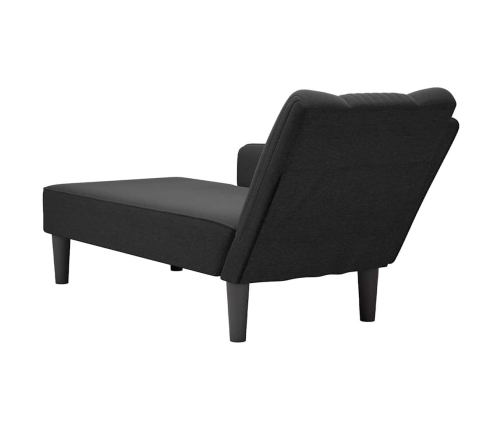 Chaise longue con reposabrazos derecho tela negra